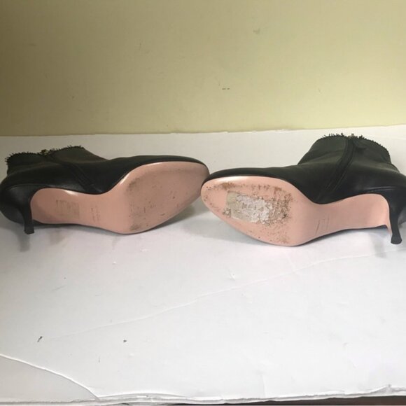 RED Valentino Bow Leather Ankle Booties Kitten Heels Almond Toe Zip Shoes Boots - Picture 12 of 16